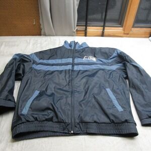 Seattle Seahawks Jacket Mens XL NFL Blue Fleece Lined Bomber Wind Rain VTG READ